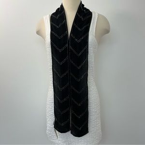 NWT Ann Taylor 100% silk black beaded scarf